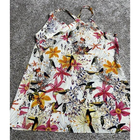 Banana Republic Top Multicolor Ruffled Tank Tropical Bird Print Button Down Sz 6 - Picture 8 of 8
